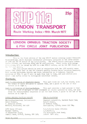 SUP11A (London Transport Route Working Index) from March 1977