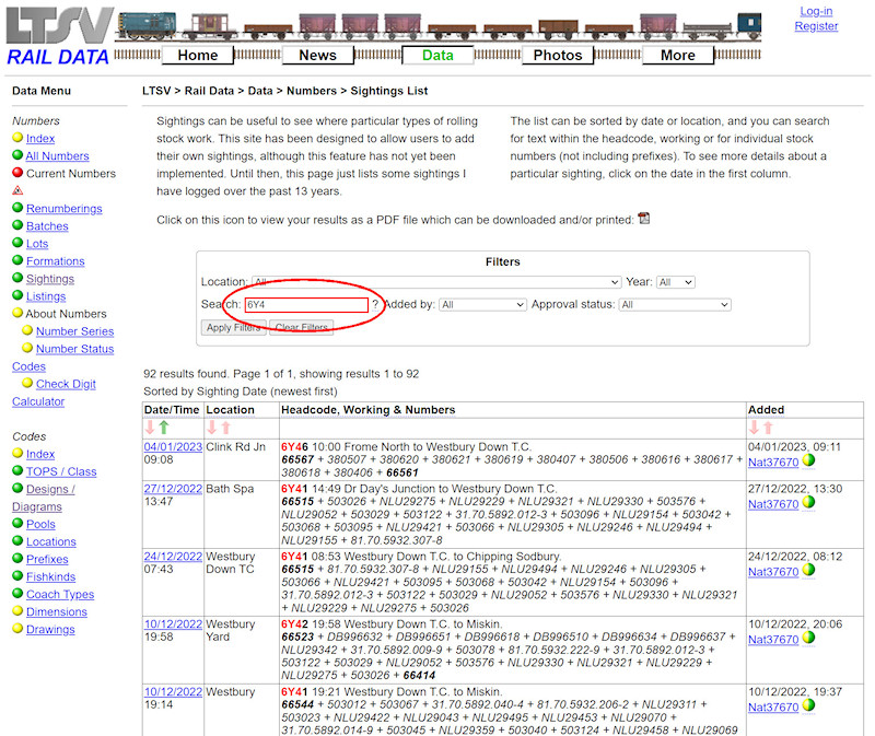 1.2.4.4 Searching the Sightings List (continued) screenshot
