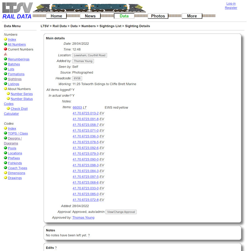 1.2.4.7 The Sighting Details page screenshot
