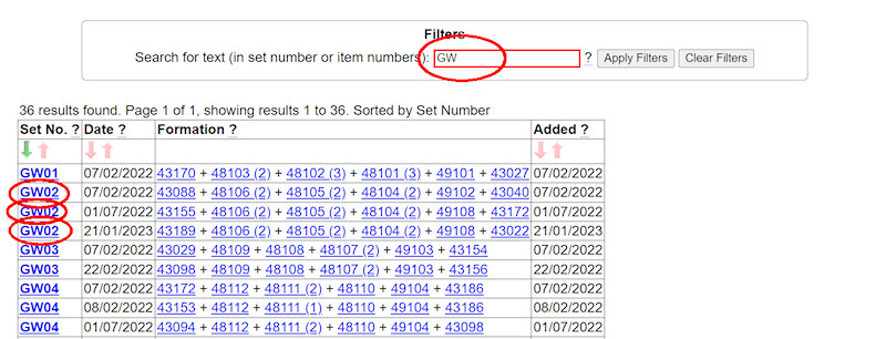 1.2.6.3 Filtering/searching the Formations List page (continued) screenshot
