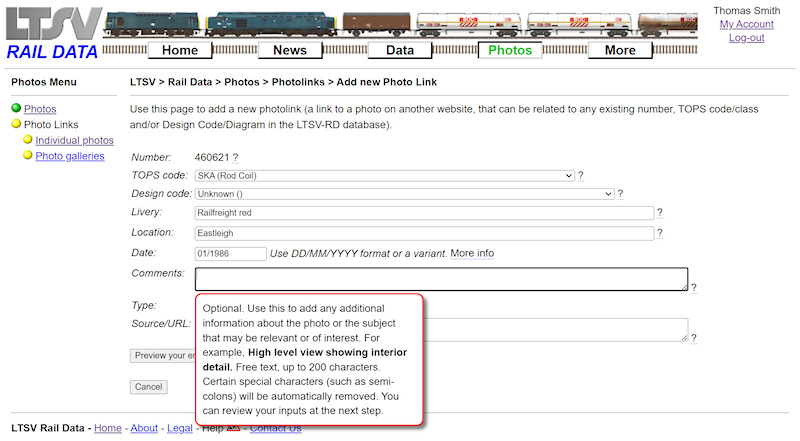 2.2.7.9 The comments box with help-tip screenshot