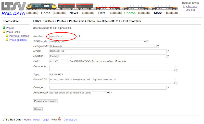2.2.8.2 The Edit Photolink page screenshot