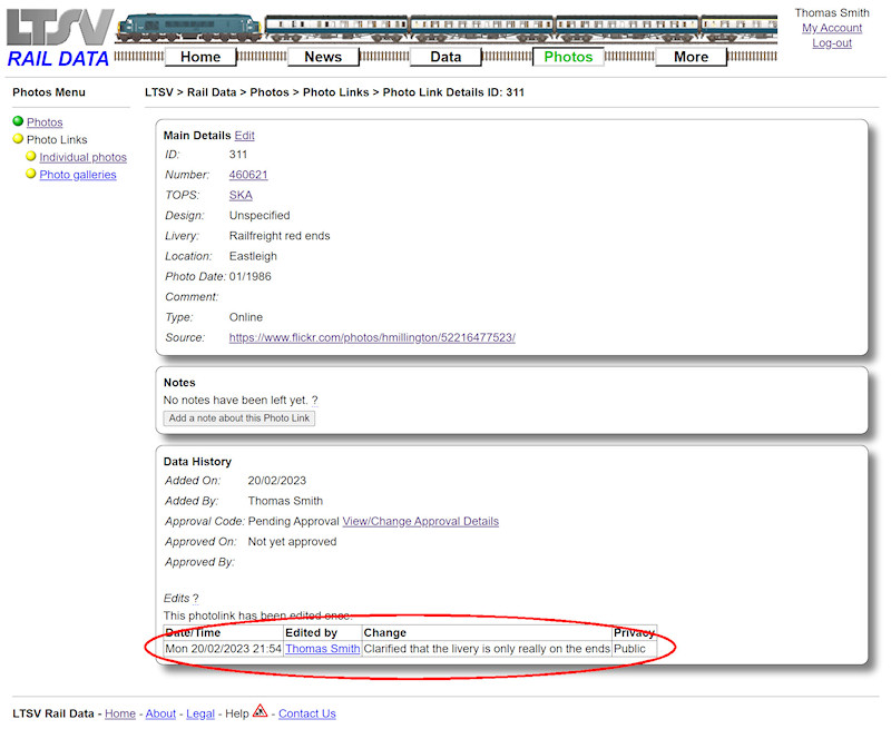 2.2.8.5 The Photolink Details page showing the edit screenshot
