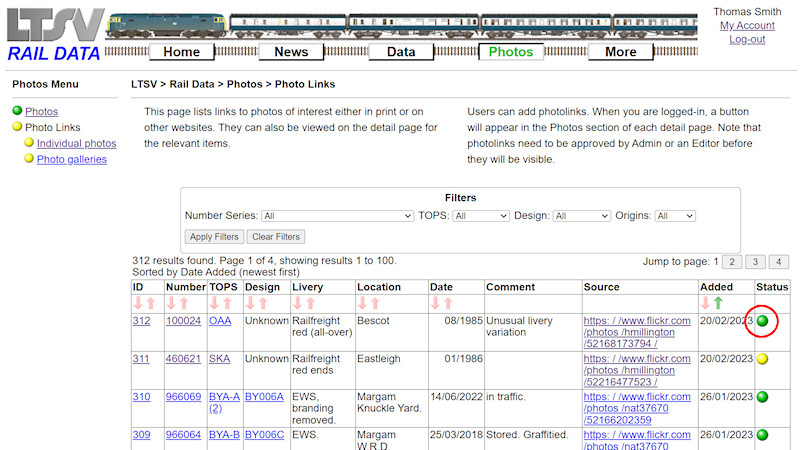 2.2.8.6 An approved Photolink in the photolinks list screenshot