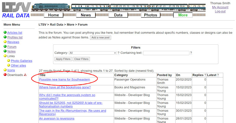2.2.9.9 The new post in the forum list screenshot