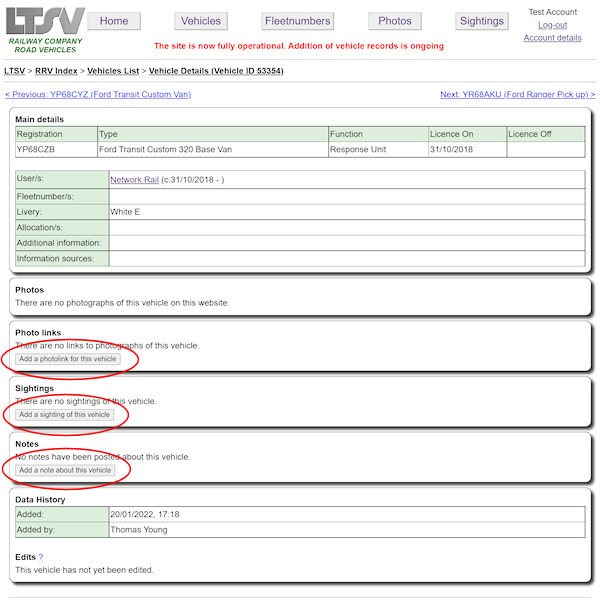Buttons to add information screenshot
